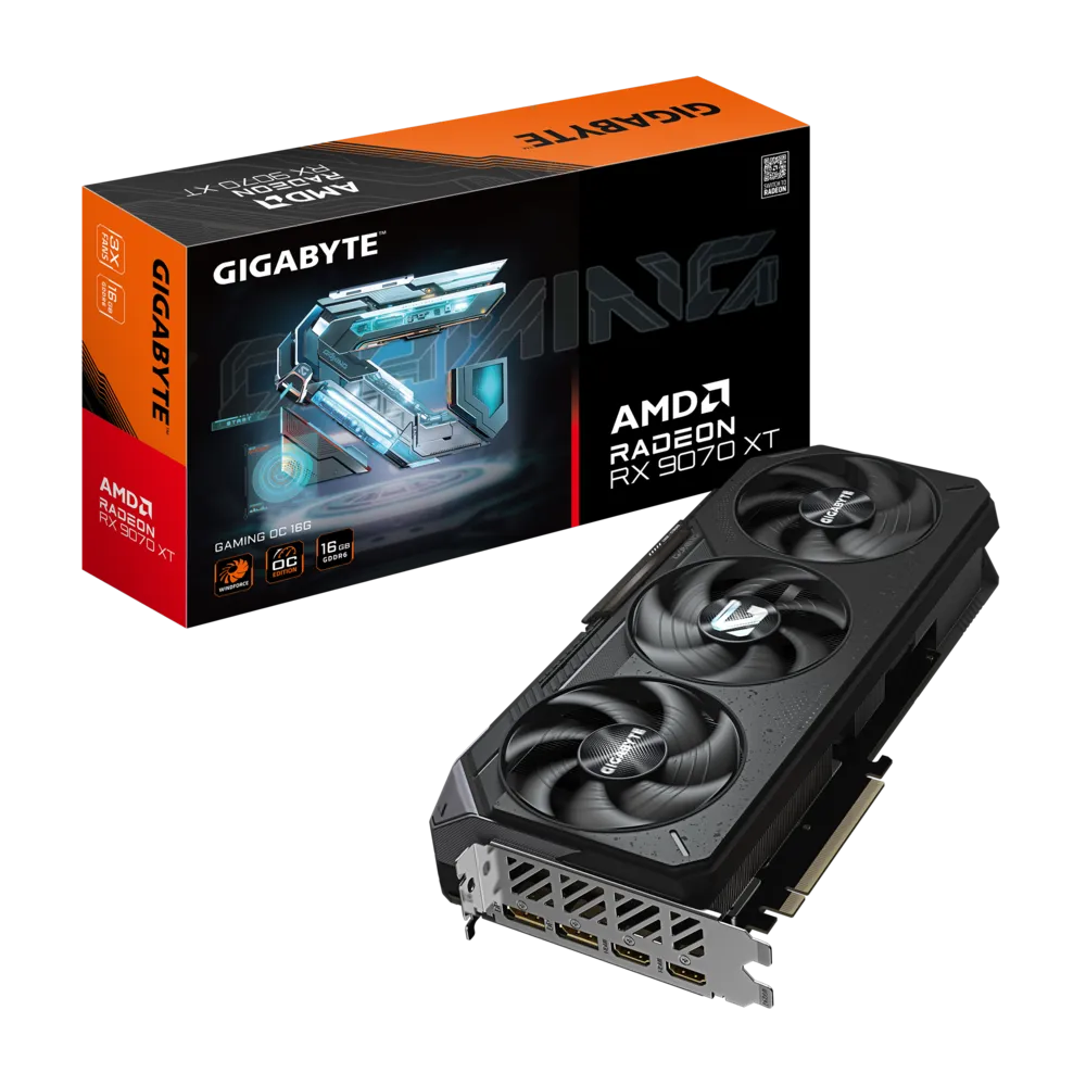 Radeon™ RX 9070 XT GIGABYTE GAMING OC 16GB Graphics Card - High-Speed Performance with WINDFORCE Cooling Radeon™ RX 9070 XT GIGABYTE GAMING OC 16GB Graphics Card - High-Speed Performance with WINDFORCE Cooling
